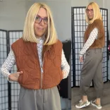 Reine kifordítható szőrös mellény G230151-camel