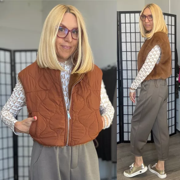 Reine kifordítható szőrös mellény G230151-camel