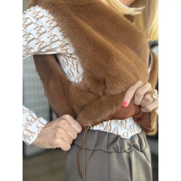Reine kifordítható szőrös mellény G230151-camel