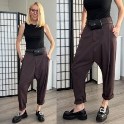 SUN ülepes vastagabb cipzáros nadrág 6358 - csokibarna