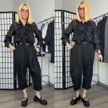 WENDY TRENDY  ülepes elegáns nadrág923093-fekete