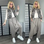 SUN mélyülepes pamut nadrág6318-taupe