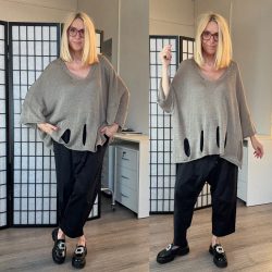 Athena 3/4-es ujjú kötött felső - taupe