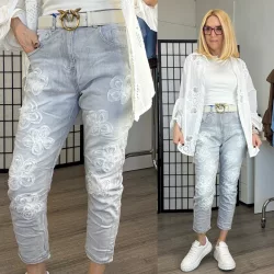 S Woman virágos farmer SW 1360-világosszürke