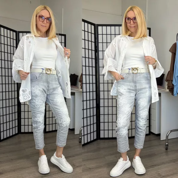 S Woman virágos farmer SW 1360-világosszürke