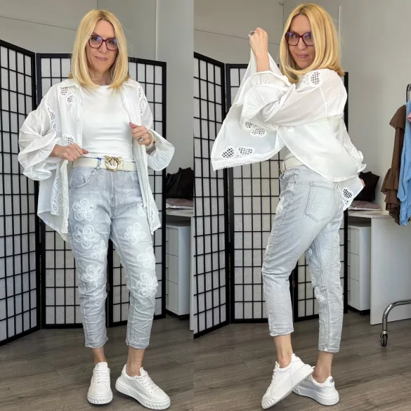 S Woman virágos farmer SW 1360-világosszürke