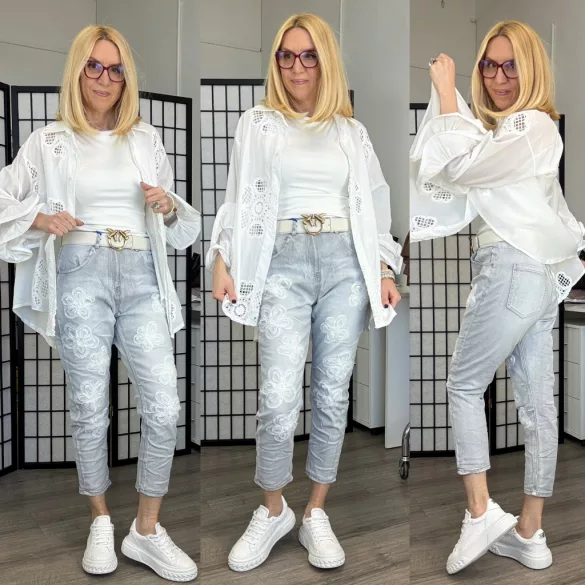 S Woman virágos farmer SW 1360-világosszürke