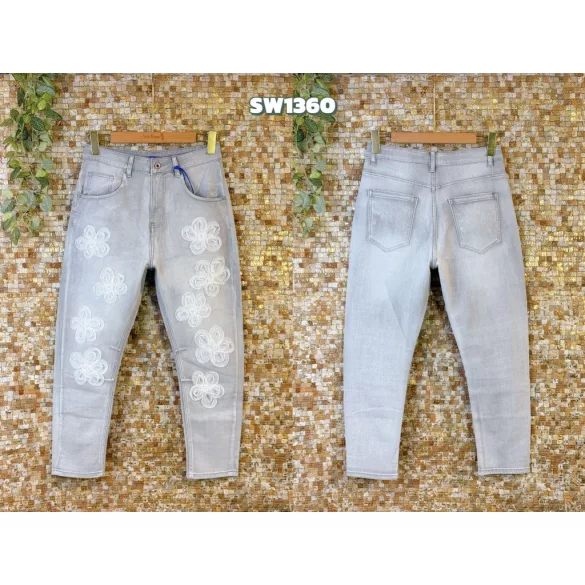 S Woman virágos farmer SW 1360-világosszürke