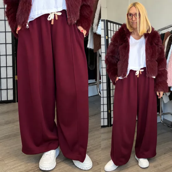 Rosalie bőszárú gumis derekú nadrág 2115-bordó