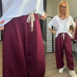Rosalie bőszárú gumis derekú nadrág 2115-bordó