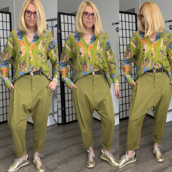 SUN ülepes cipzáros nadrág 6358 - zöld