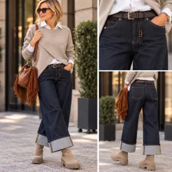 Myastreet bőszárú farmer övvel TS119-sötétkék