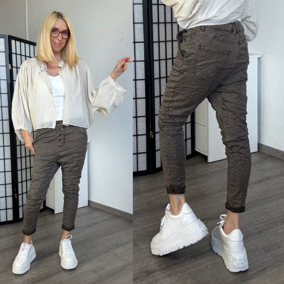 Melly ülepes elasztikus nadrág 8197A-4 - csokibarna