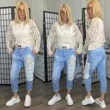 S Woman horgolt elasztikus ülepes farmer SW1851 - világoskék