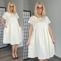 Nicky rózsás rövid ujjú ruha 7510 - bézs