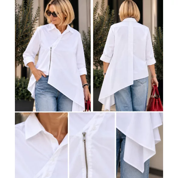 Wendy Trendy aszimmetrikus cipzáros ing 230180-fehér
