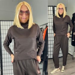   Minority heart állónyakú vékonykötött felső 85959 - csokibarna