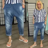 S Woman ülepes fröcsköklt elasztikus farmer H8233-sötétkék