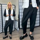 SUN ülepes vastagabb cipzáros nadrág 6358 - fekete