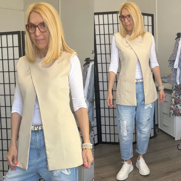 Agata átlapolt blézer 26096 - bézs