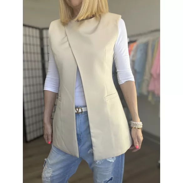 Agata átlapolt blézer 26096 - bézs