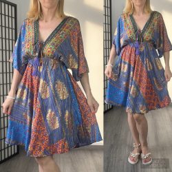 Riya mell alatt gumis indiai ruha A140-királykék