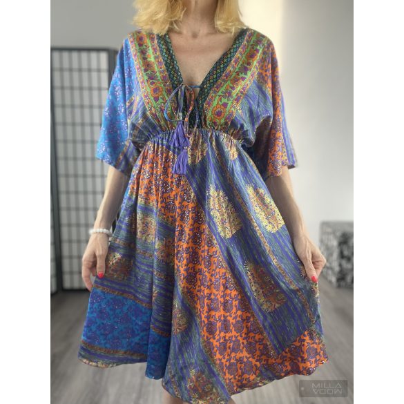 Riya mell alatt gumis indiai ruha A140-királykék