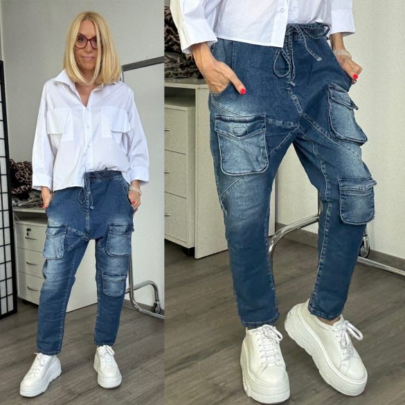 S Woman enyhén elasztikus ülepes elől zsebes farmer