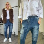 S Woman enyhén elasztikus ülepes elől zsebes farmer