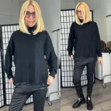 Garbónyakú viszkóz vékonykötött pulóver R026 - fekete