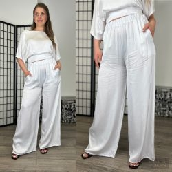 Lux Luna selyem-szatén nadrág 38044-fehér