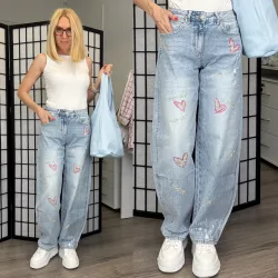 Melly strasszos ballon farmer 5381-világoskék