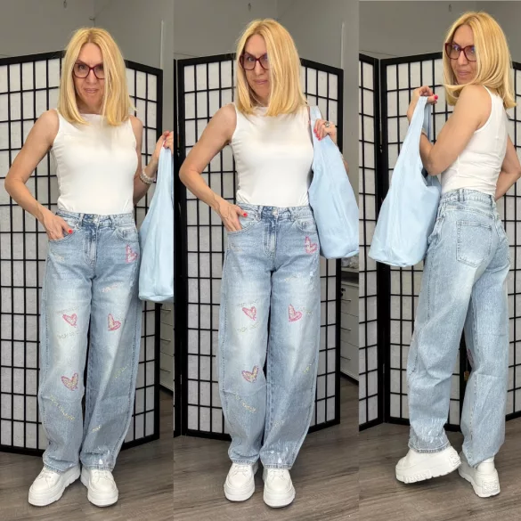 Melly strasszos ballon farmer 5381-világoskék