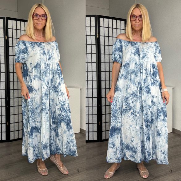 S-Woman batikolt rövid ujjú ruha SW3236 - kék