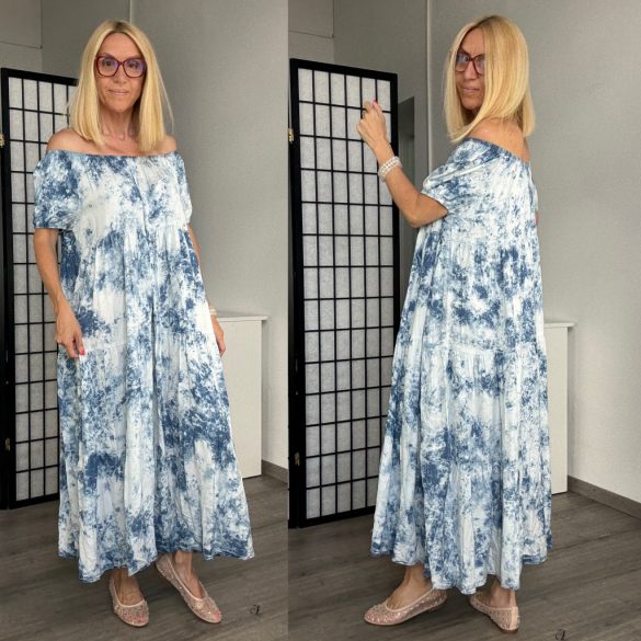 S-Woman batikolt rövid ujjú ruha SW3236 - kék