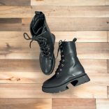 Fűzős műbőr basic bélelt bakancs NS303-fekete