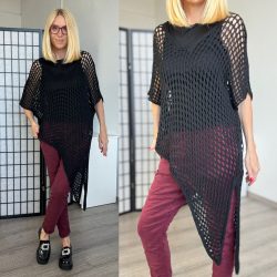Serena asszimetrikus kötött felső - fekete