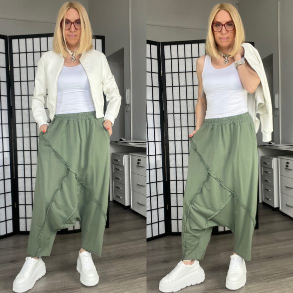 SUN mélyülepes pamut nadrág6318-khaki