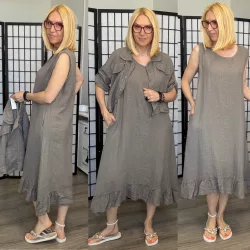 Womanity ujjatlan len ruha len dzsekivel 55098-taupe