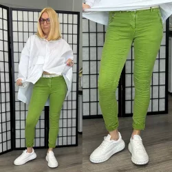 Melly cipzáros zsebes elasztikus farmer8126-zöld