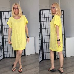 Vibe pamut viszkóz basic tunika 23118 - citromsárga