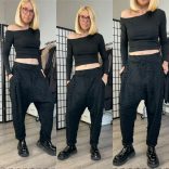 SUN Crash szaggatott ülepes nadrág 6426 - fekete