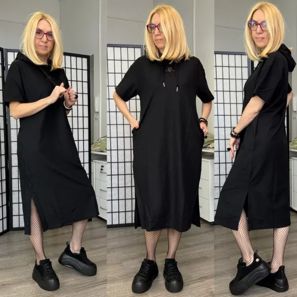 Britni kapucnis tenisz ruha  HM5009-fekete