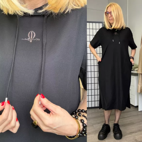 Britni kapucnis tenisz ruha  HM5009-fekete