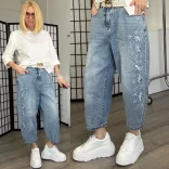 Wendy Trendy hímzett  strasszos farmer 926015- világoskék