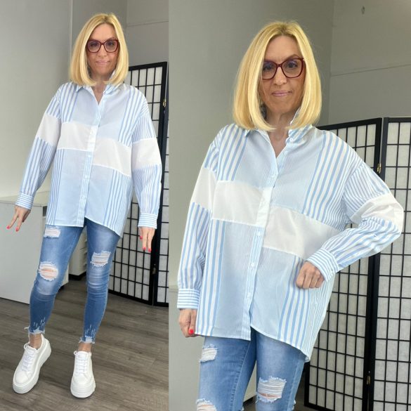 Lamiar csíkos vászon ing33010-világoskék