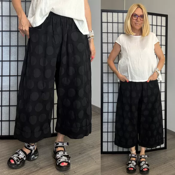 Wendy Trendy anyagában pöttyös bőszárú nadrág240551-fekete
