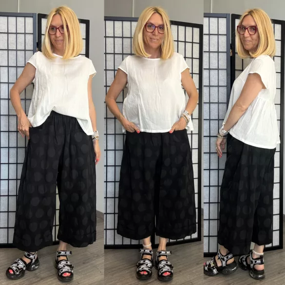Wendy Trendy anyagában pöttyös bőszárú nadrág240551-fekete