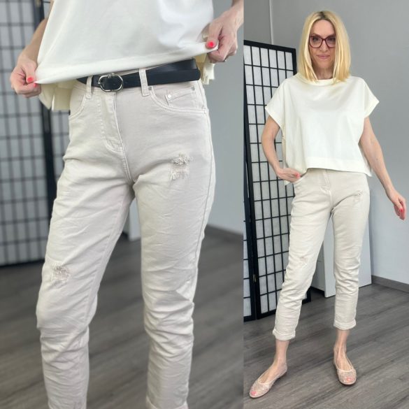 Adoro elasztikus MOM Jeans M7350-bézs