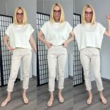 Adoro elasztikus MOM Jeans M7350-bézs